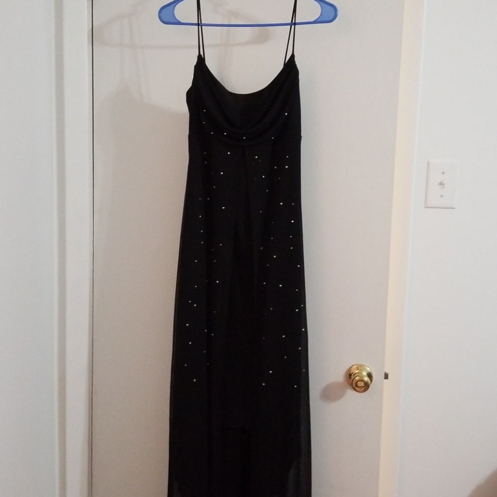 Elegant formal little black dress, rhinestone